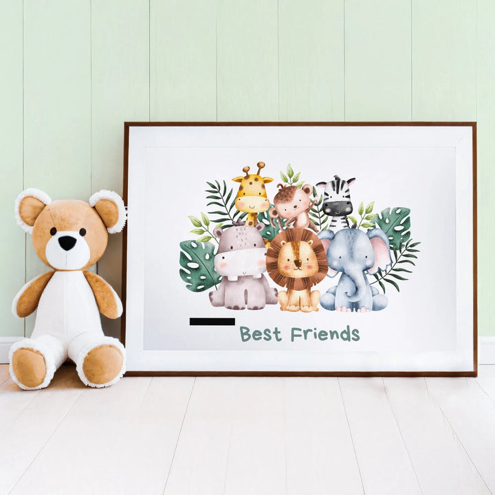 Best Friends Animal Nursery Poster – Cute Kids Room Wall Art - iCustomLabel