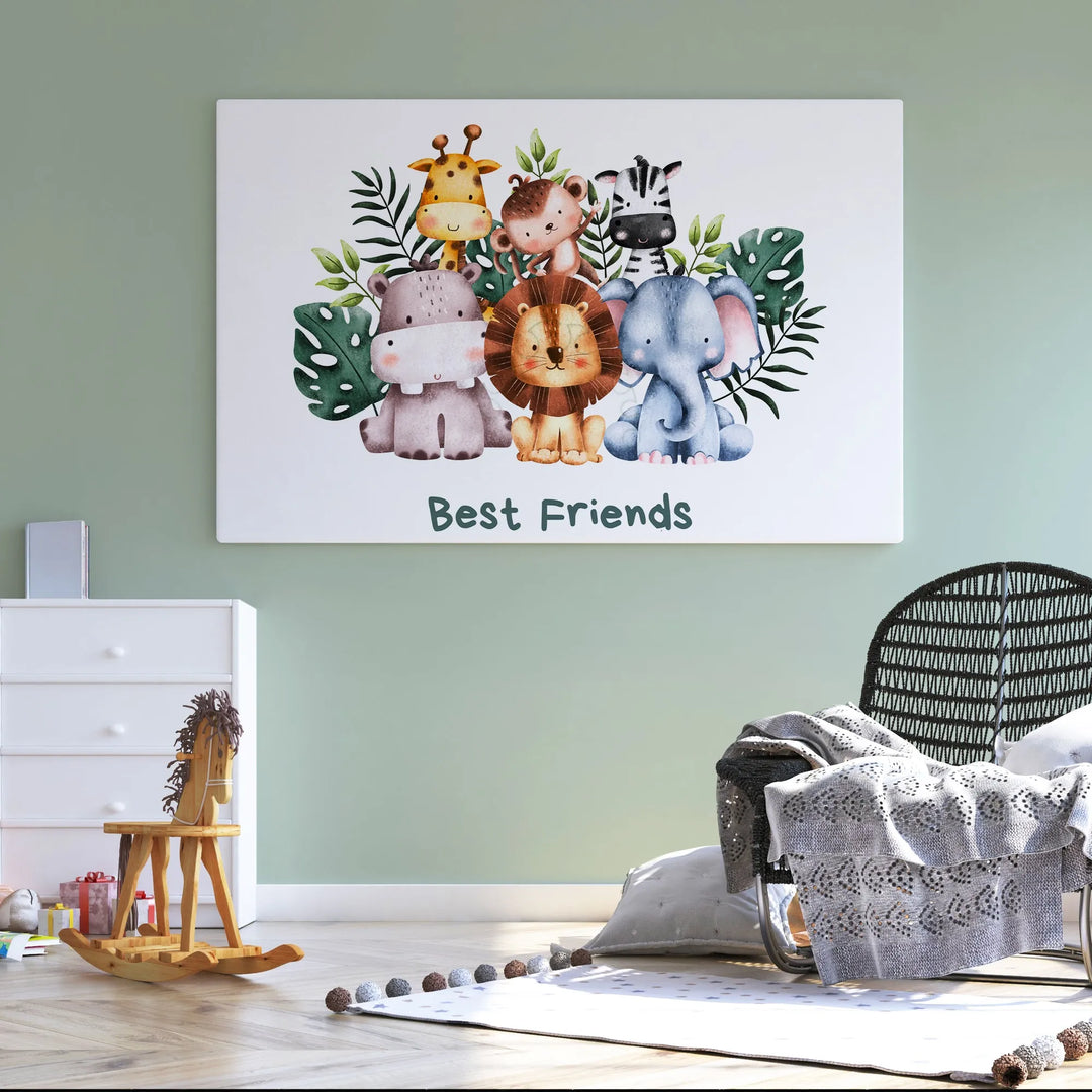 Best Friends Animal Nursery Poster – Cute Kids Room Wall Art - iCustomLabel