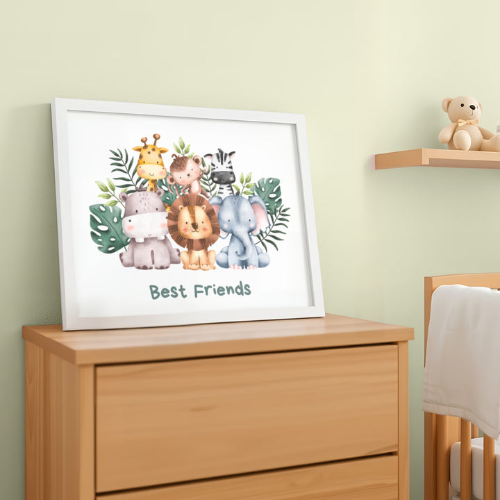 Best Friends Animal Nursery Poster – Cute Kids Room Wall Art - iCustomLabel