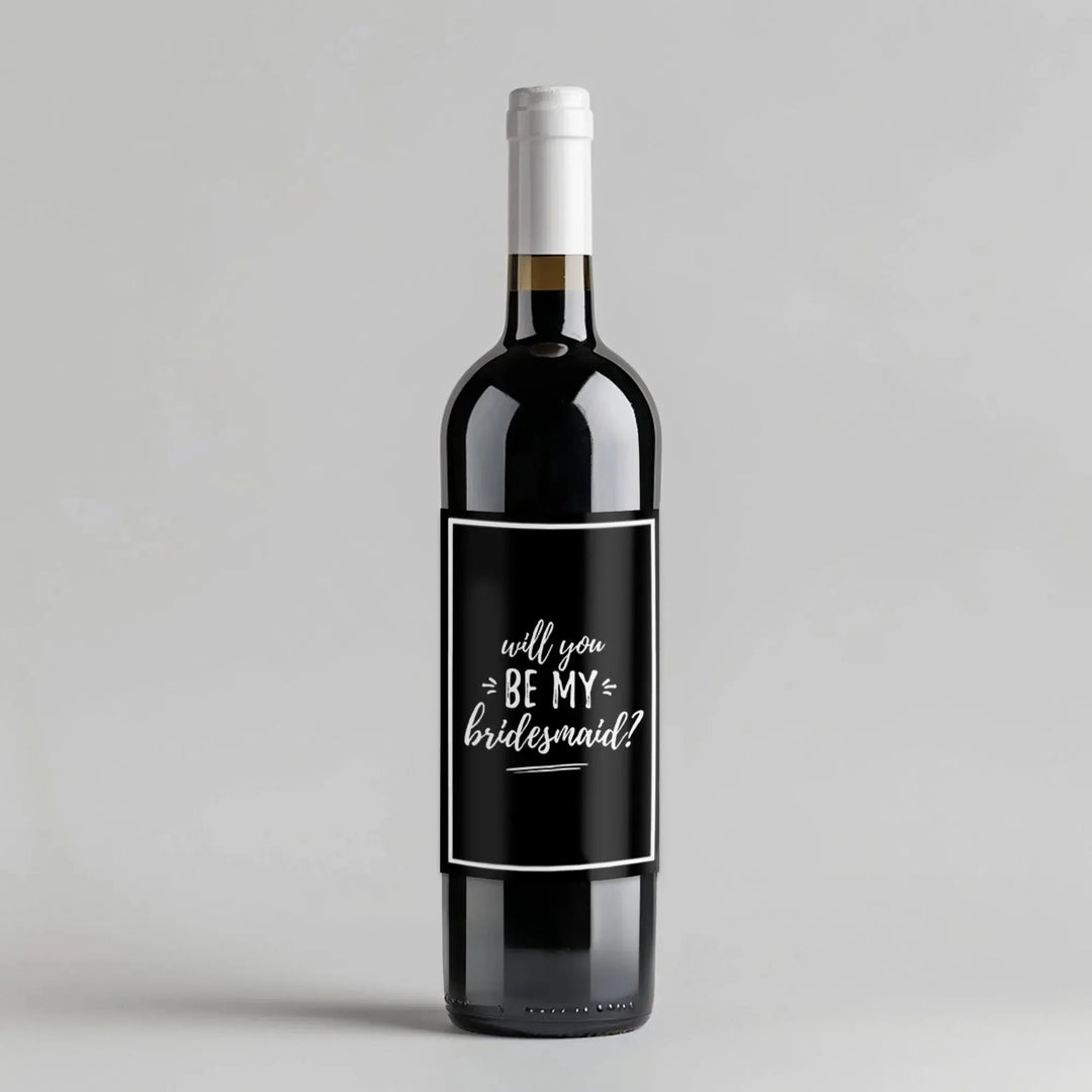 Black and White Bridesmaid Wine Label - iCustomLabel