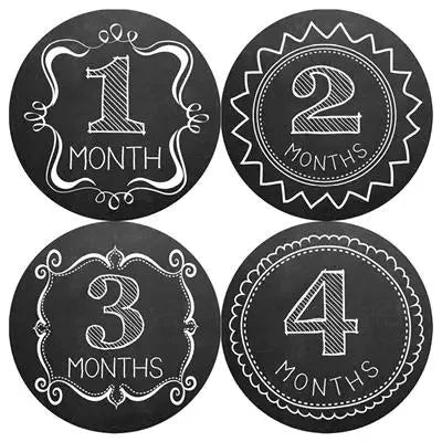 Black and White Chalkboard Baby Month Stickers - iCustomLabel