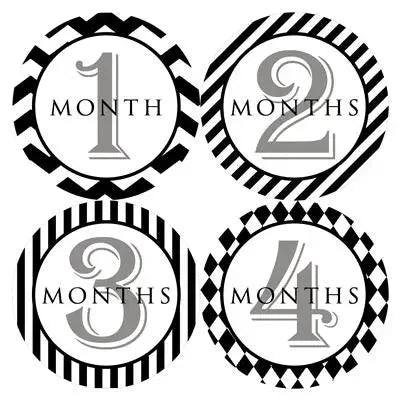 Black and White Pattern Baby Month Stickers - iCustomLabel