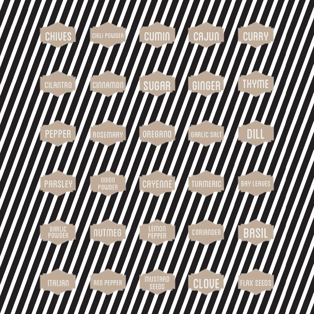 Black and White Stripes Spice Labels