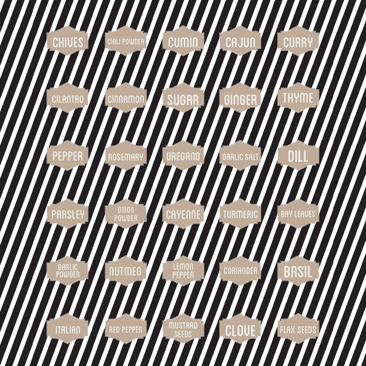 Black and White Stripes Spice Labels