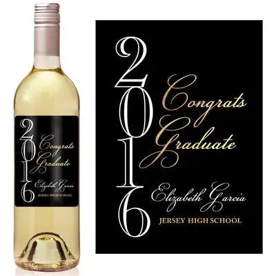 Black Gold Graduation Wine Label - iCustomLabel