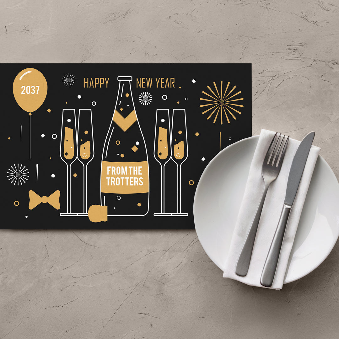 Black Gold New Years Placemats - iCustomLabel