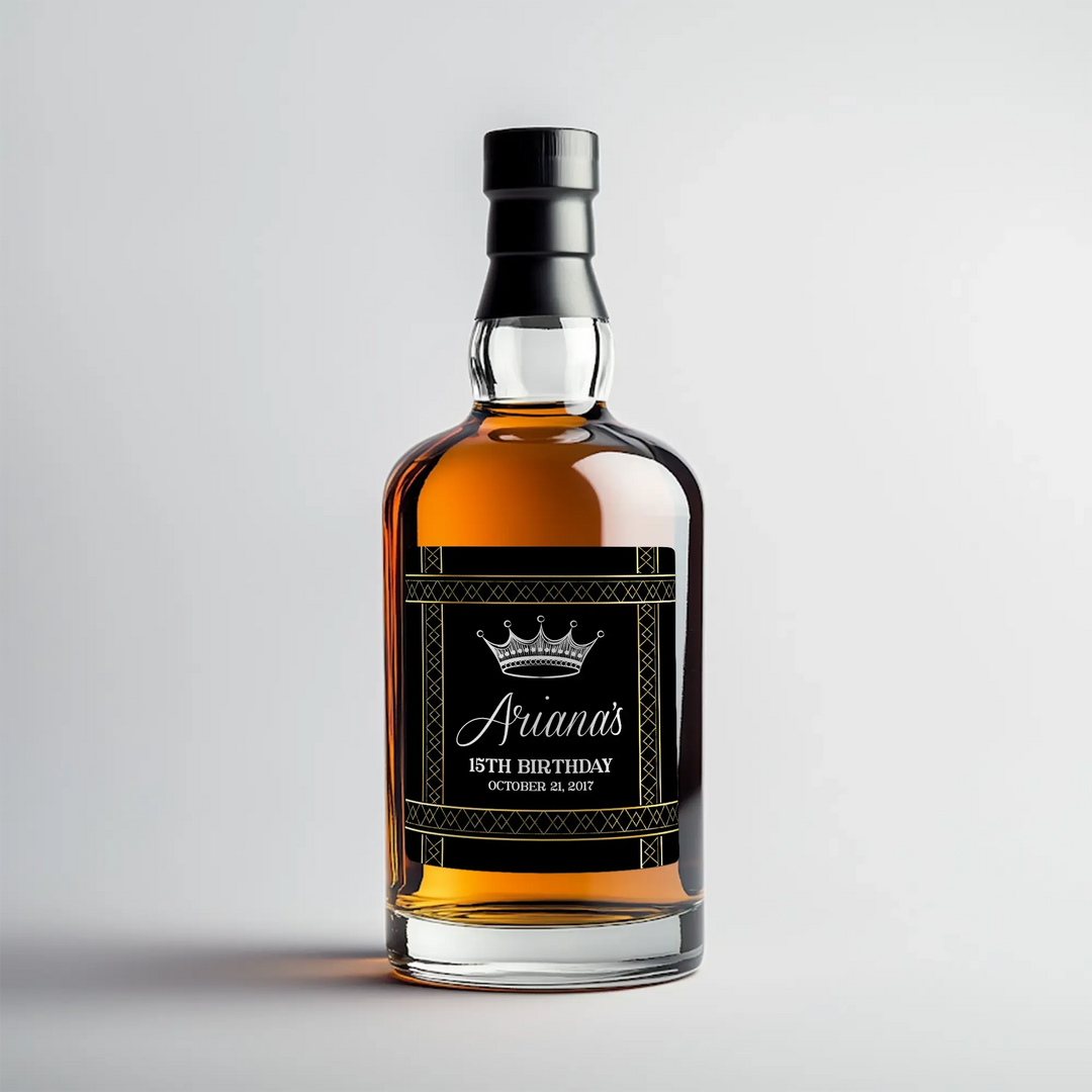Black Gold Princess Liquor Label - iCustomLabel