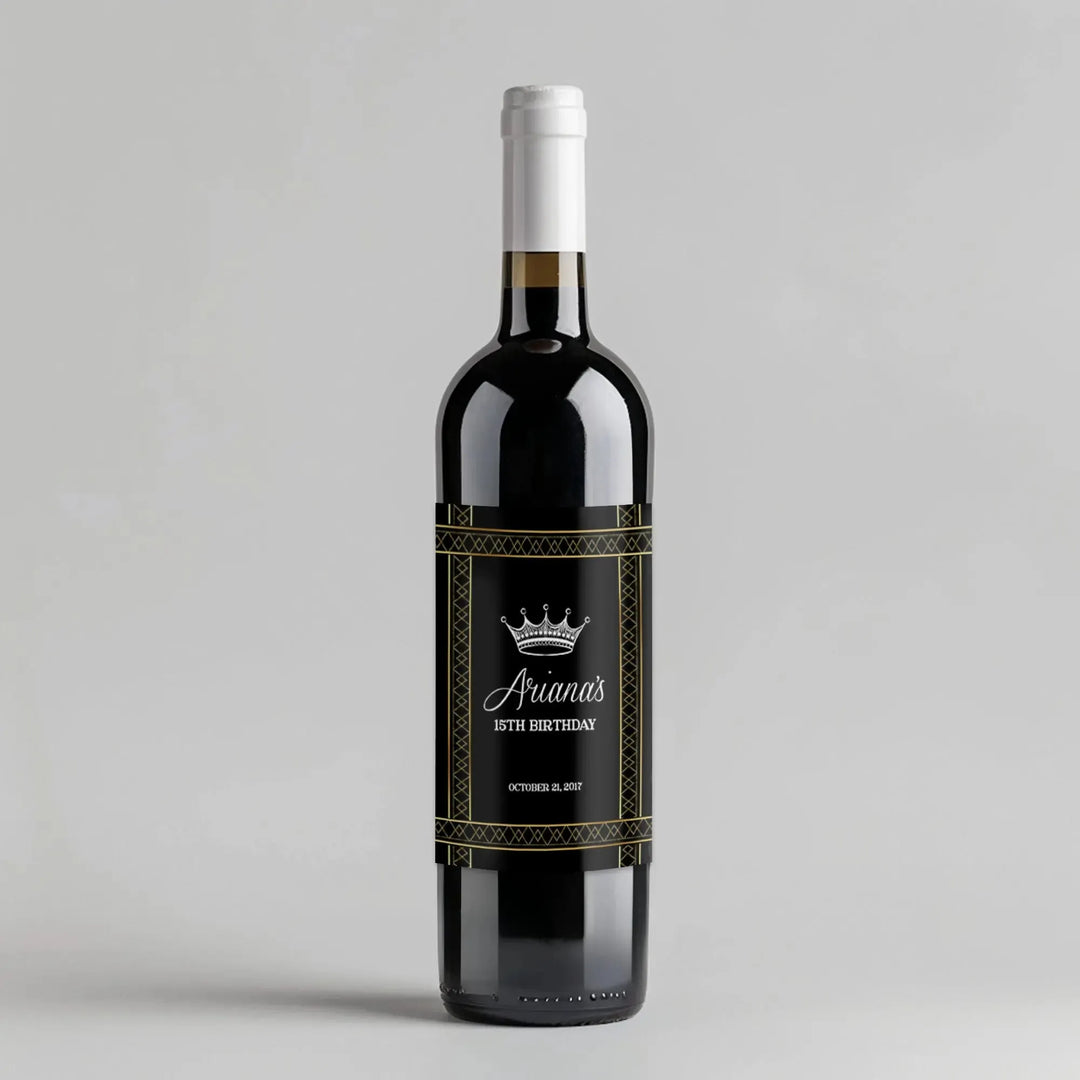 Black Gold Princess Wine Label - iCustomLabel