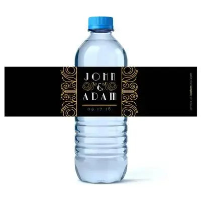 Black Gold Water Bottle Labels - iCustomLabel