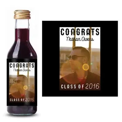 Black Graduation Mini Wine Label - iCustomLabel