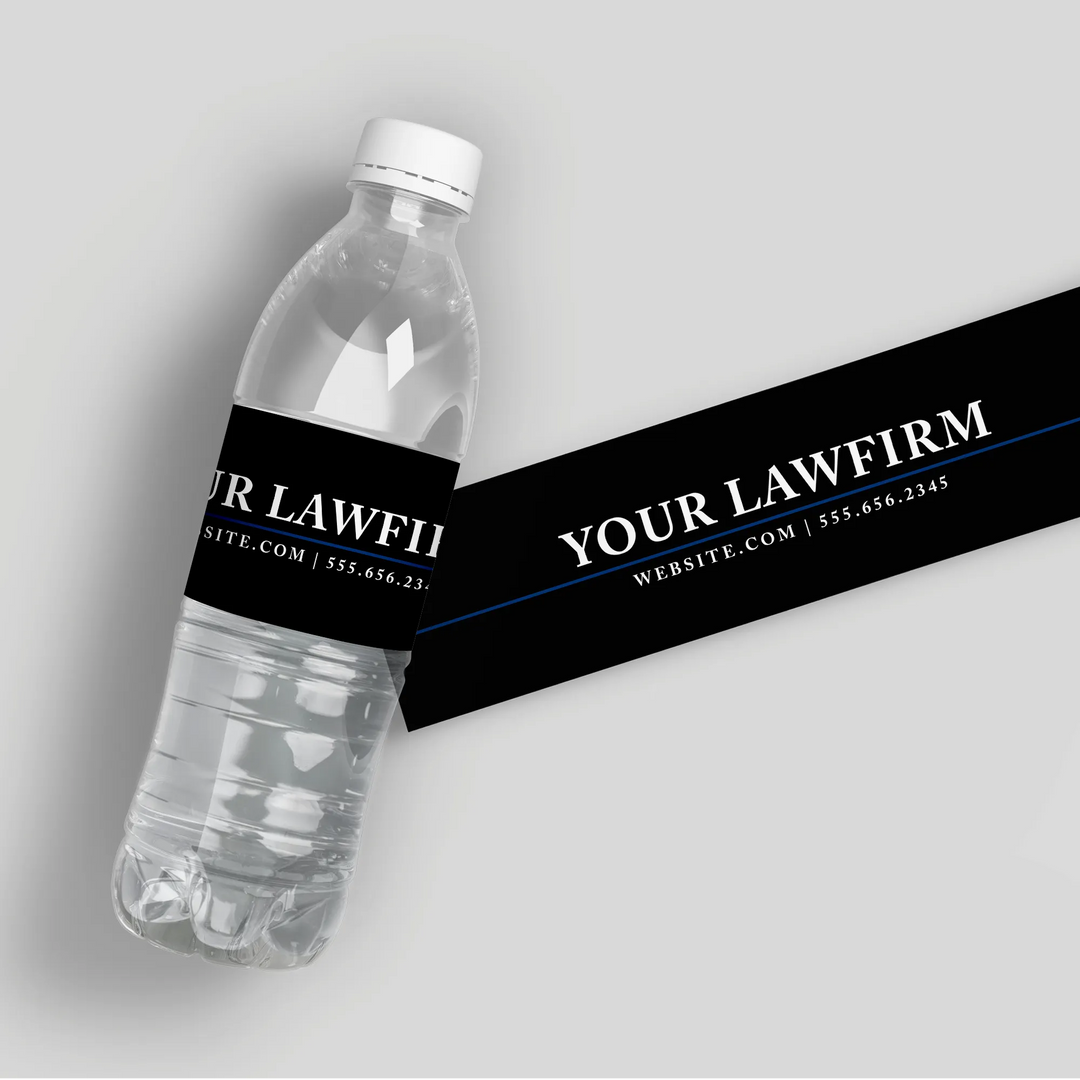 Black Law Firm Water Bottle Labels - iCustomLabel