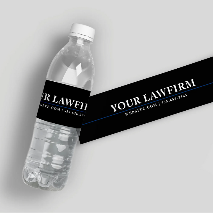 Black Law Firm Water Bottle Labels - iCustomLabel