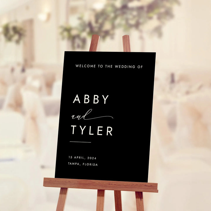 Black Minimalist Wedding Welcome Sign - iCustomLabel