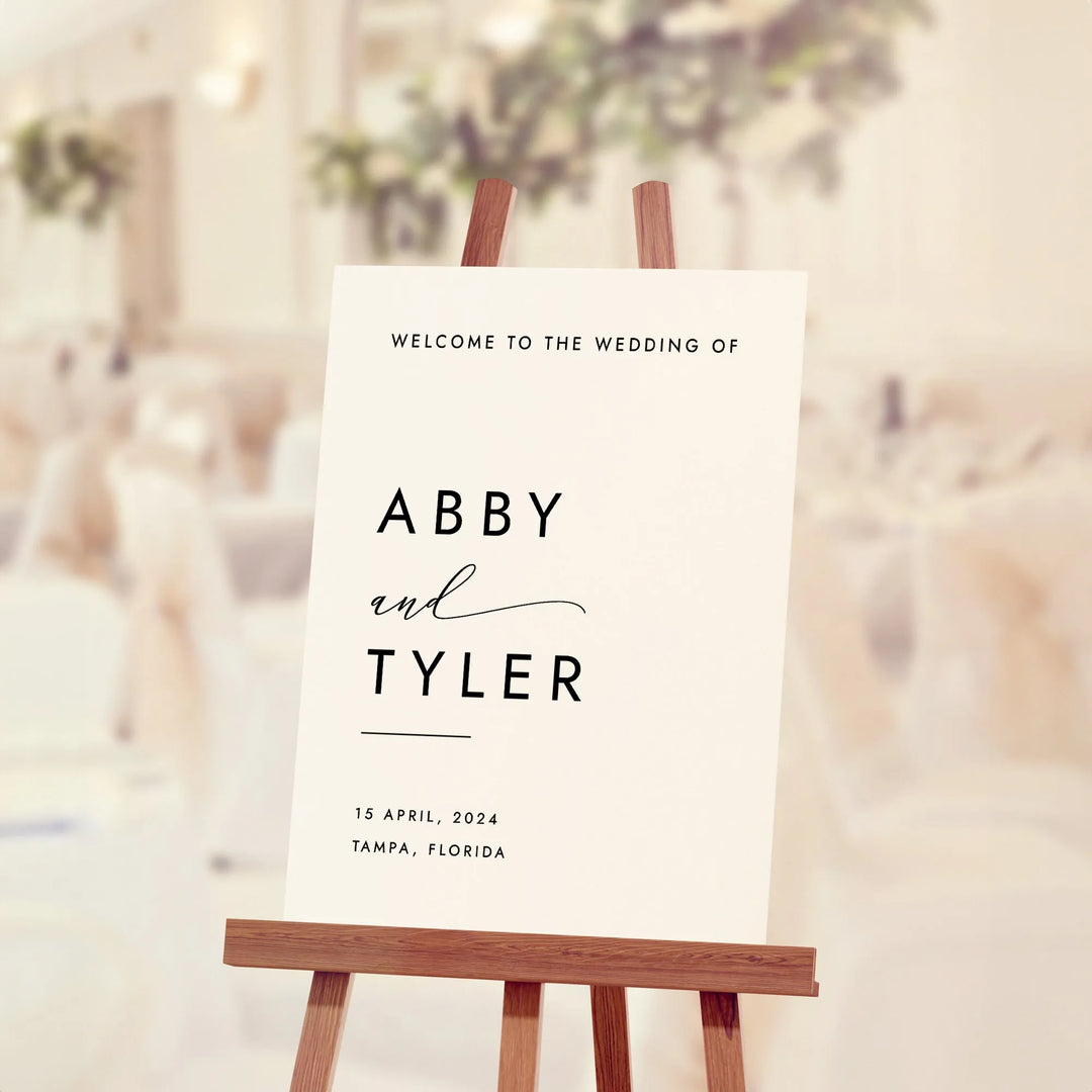 Black Minimalist Wedding Welcome Sign - iCustomLabel