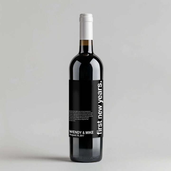 Black New Years Milestone Wine Label - iCustomLabel