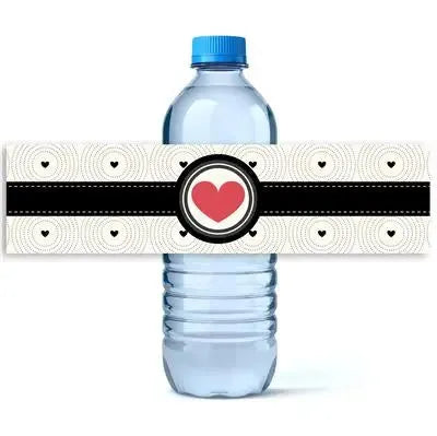 Black Pattern Valentine Water Bottle Labels - iCustomLabel