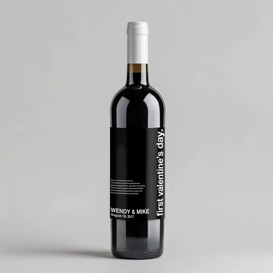 Black Valentines Milestone Wine Label - iCustomLabel