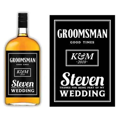 Black Whiskey Groomsmen Liquor Label - iCustomLabel