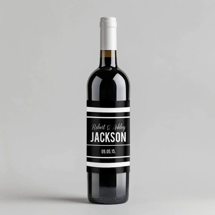 Black White Striped Wine Label - iCustomLabel