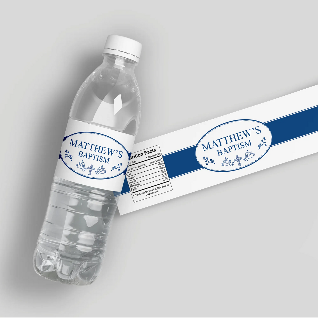 Blessed Baptism Water Bottle Labels - iCustomLabel