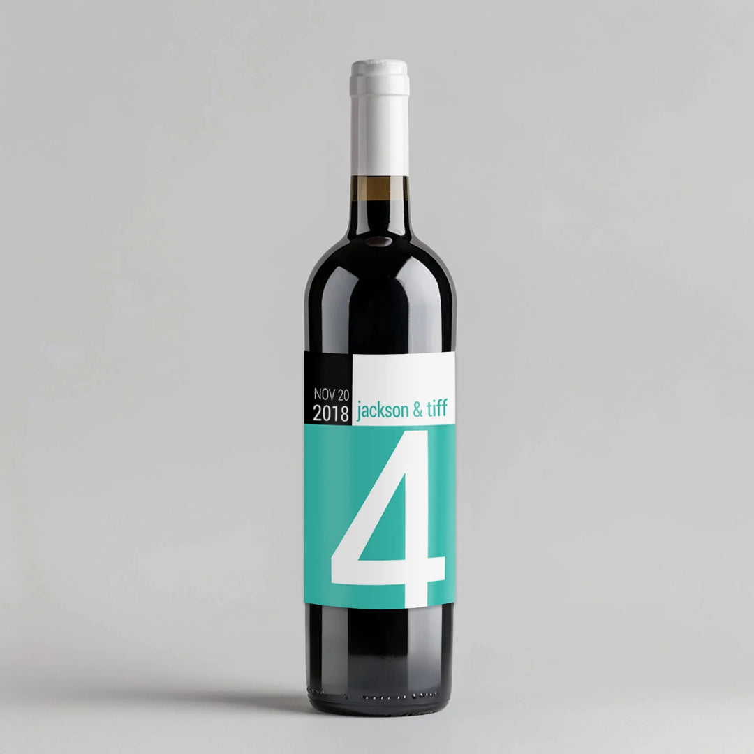 Block Big Number Table Number Wine Label - iCustomLabel