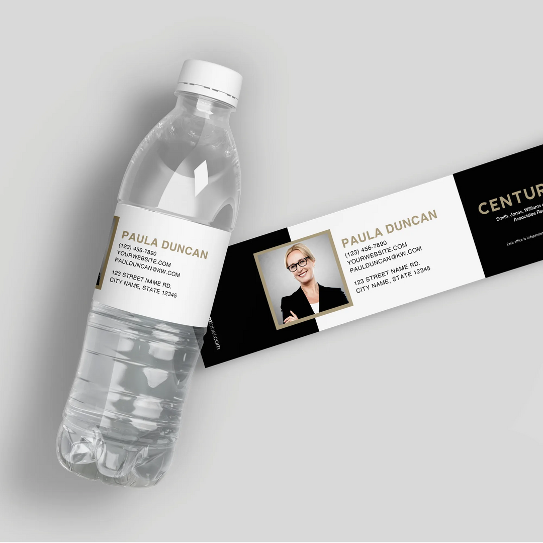 Block Photo Century 21 Water Bottle Labels - iCustomLabel