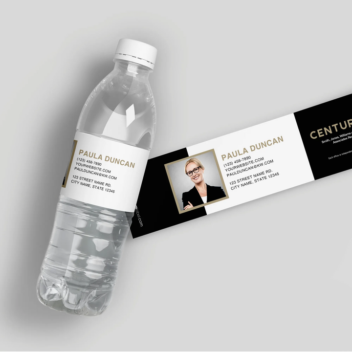 Block Photo Century 21 Water Bottle Labels - iCustomLabel