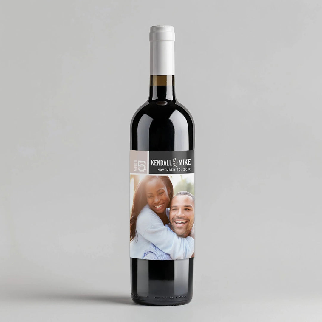 Block Photo Table Number Wine Label - iCustomLabel