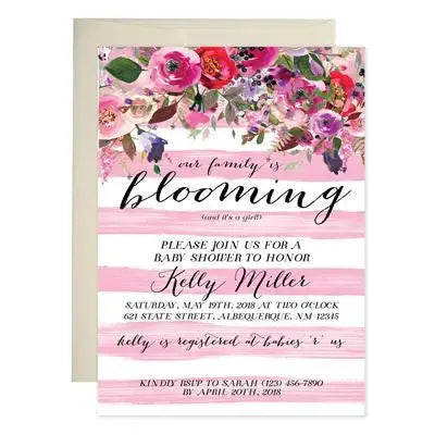 Blooming Girl Baby Shower Invitations - iCustomLabel