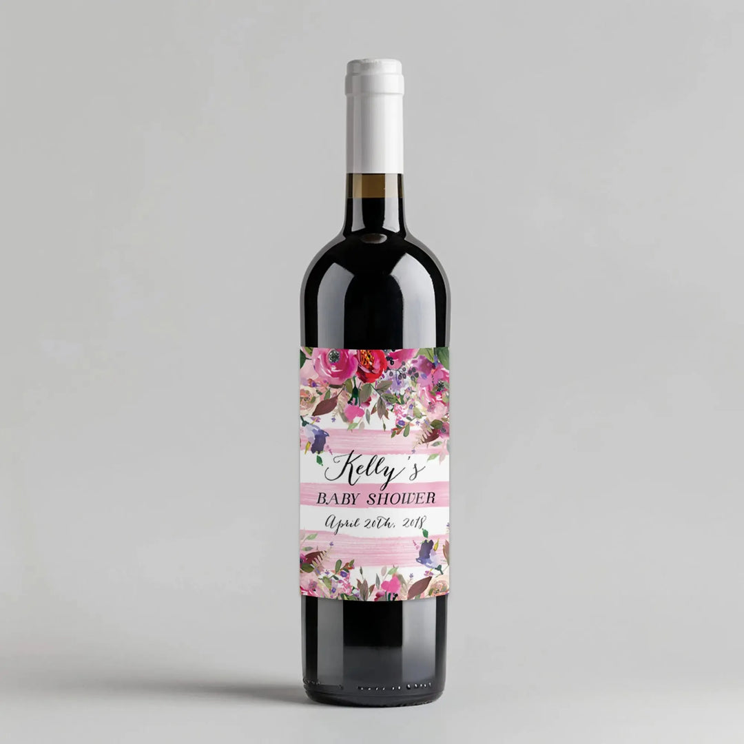 Blooming Girl Baby Shower Wine Label - iCustomLabel