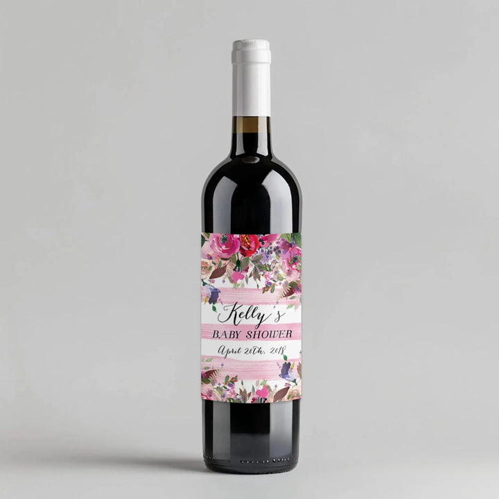 Blooming Girl Baby Shower Wine Label - iCustomLabel