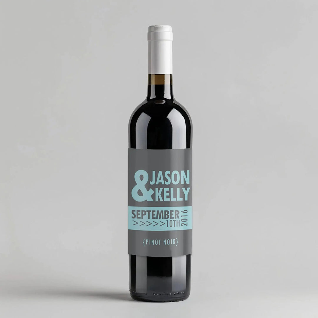 Blue and Grey Wine Label - iCustomLabel