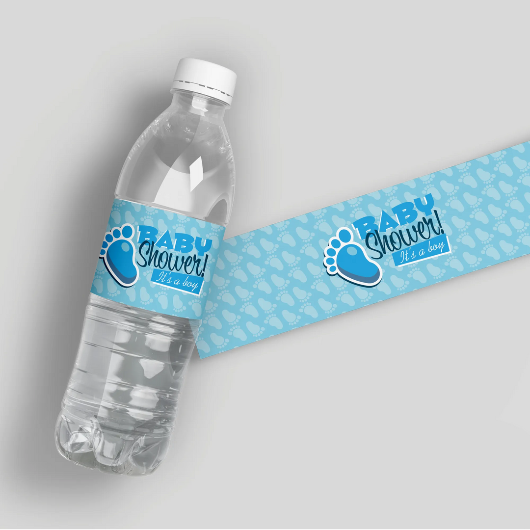 Blue Baby Feet Water Bottle Labels - iCustomLabel