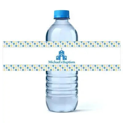 Blue Baptism Water Bottle Labels - iCustomLabel