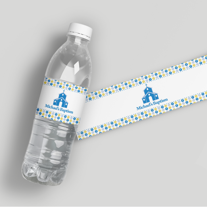 Blue Baptism Water Bottle Labels
