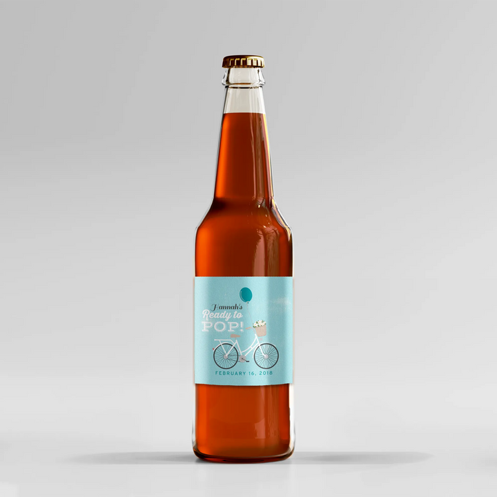 Blue Bicycle Ready to Pop Soda Label - iCustomLabel