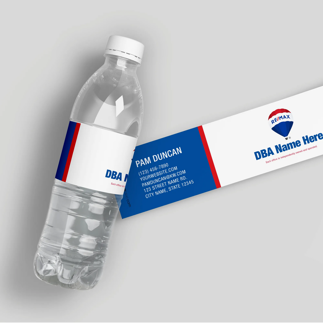Blue Block Remax Water Bottle Labels - iCustomLabel
