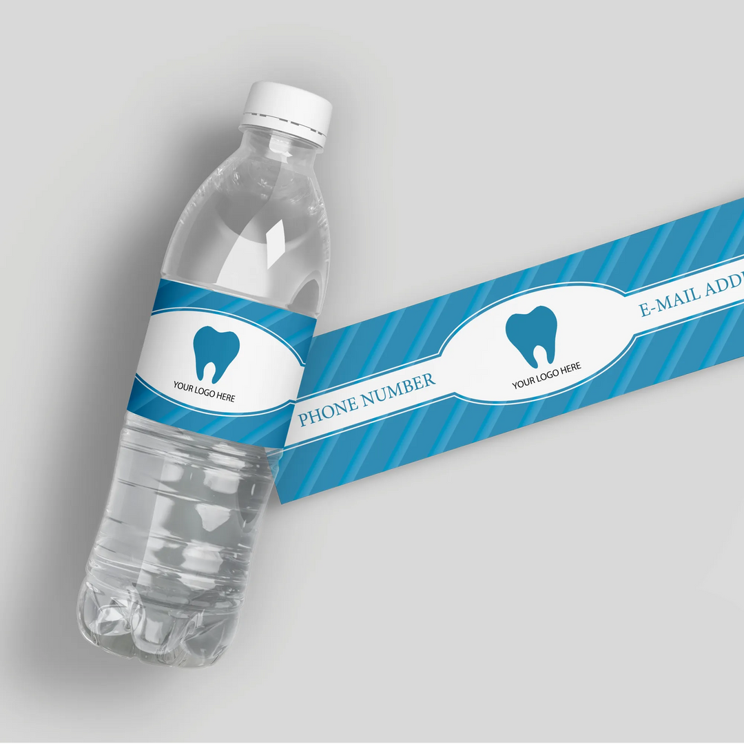 Blue Candy Dentist Water Bottle Labels - iCustomLabel