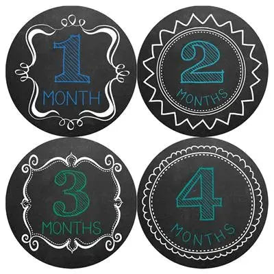 Blue Chalkboard Baby Month Stickers - iCustomLabel