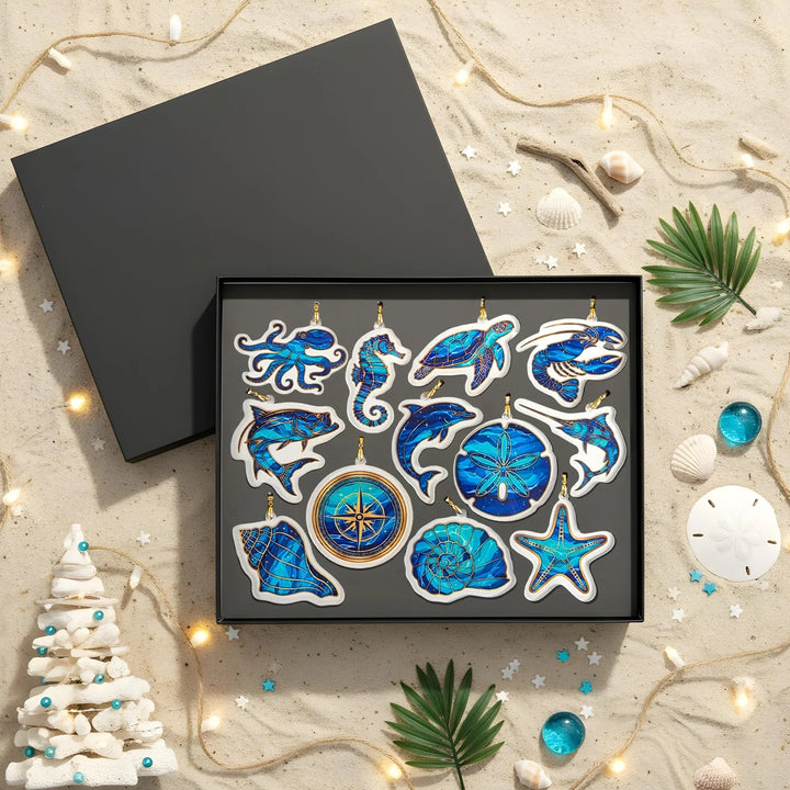 Blue Coastal Christmas Acrylic Ornaments