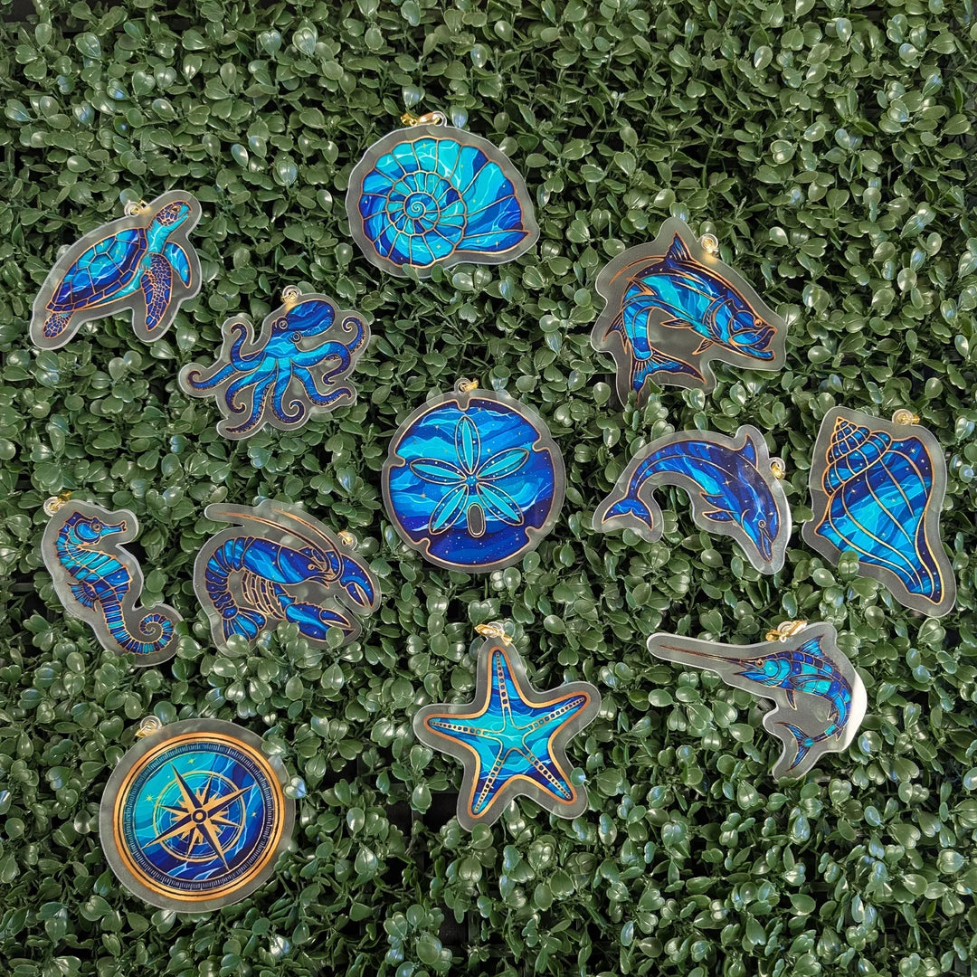 Blue Coastal Christmas Acrylic Ornaments