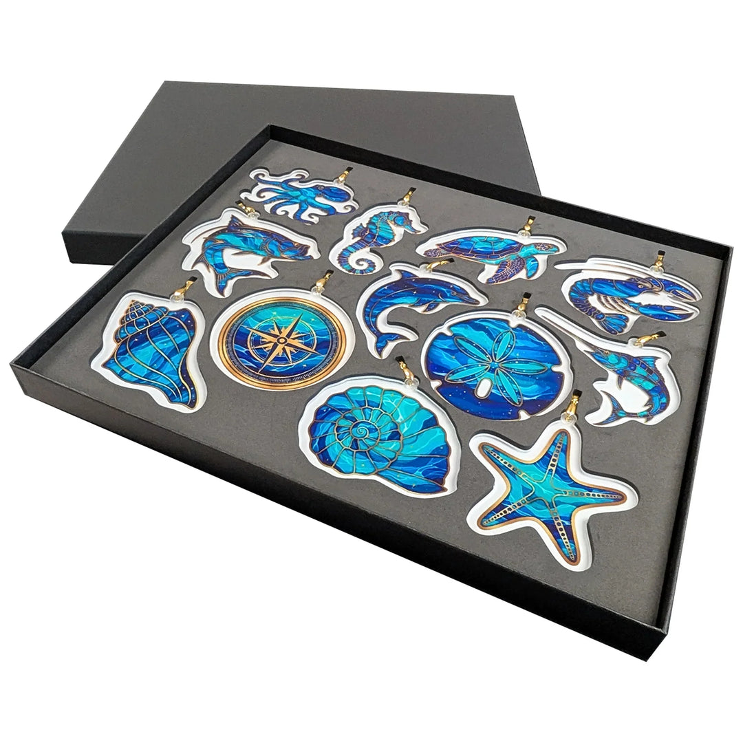 Blue Coastal Christmas Acrylic Ornaments