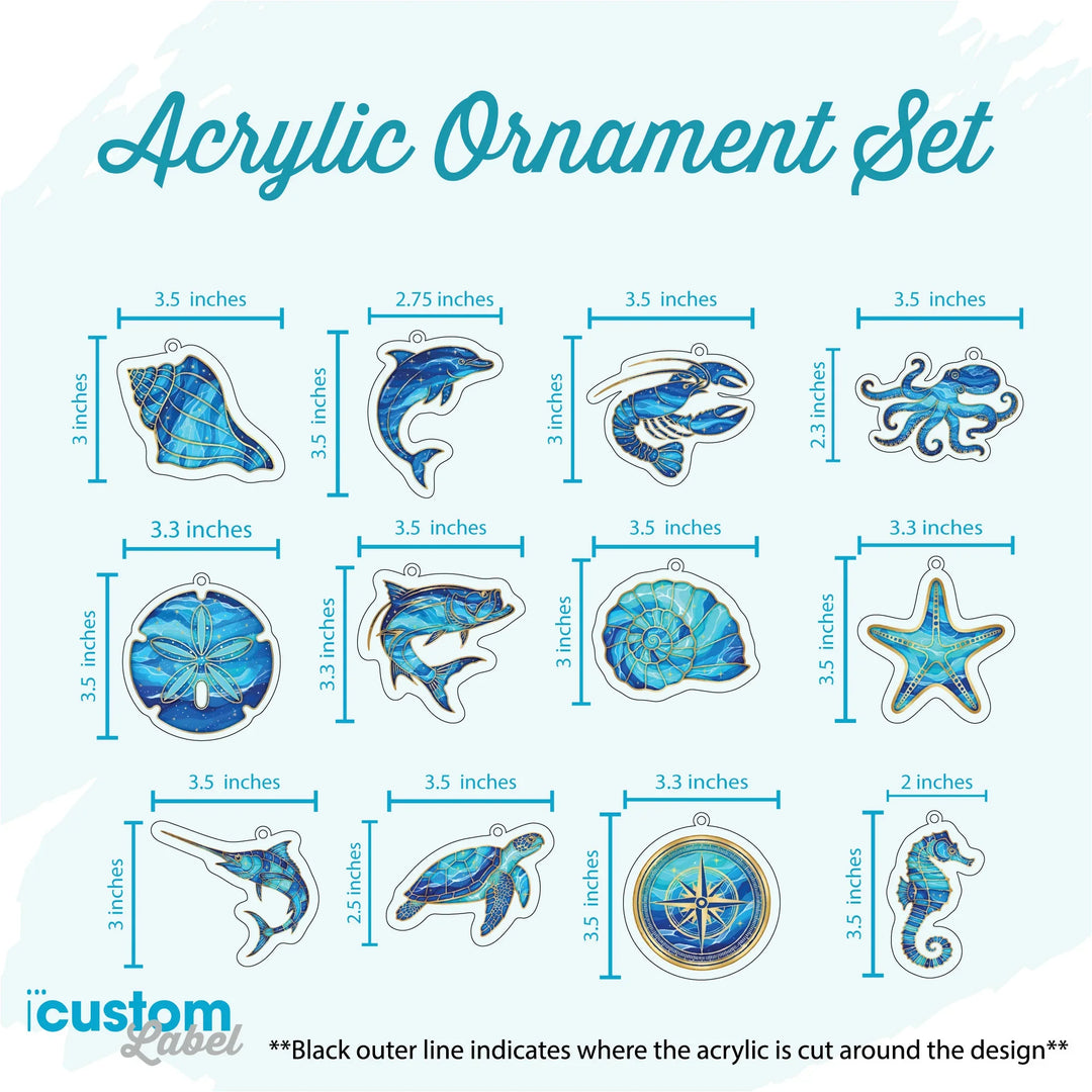 Blue Coastal Christmas Acrylic Ornaments