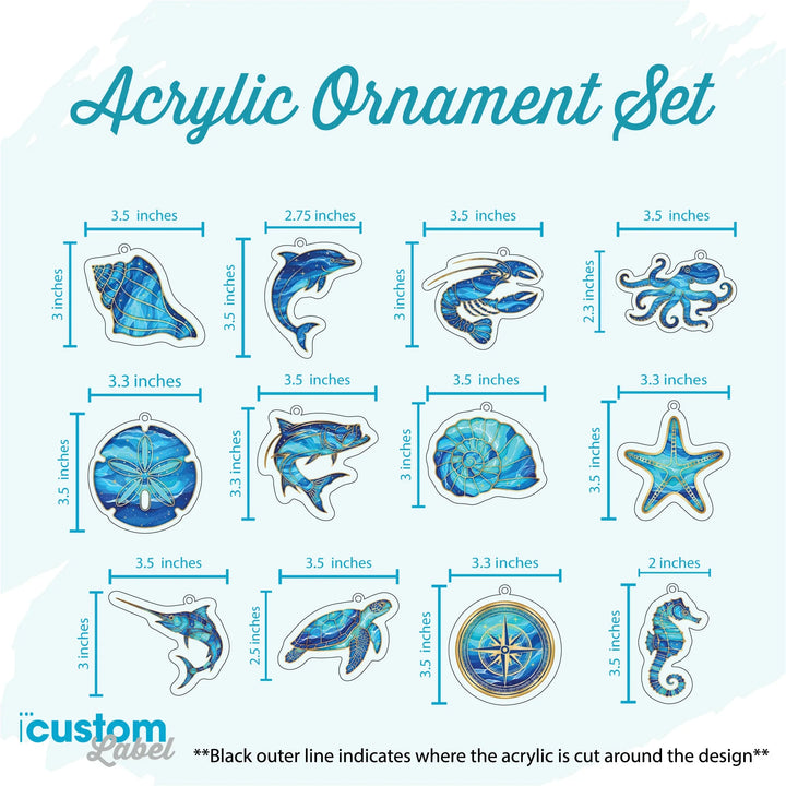 Blue Coastal Christmas Acrylic Ornaments