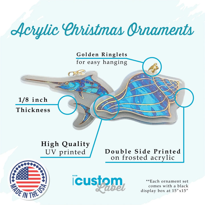 Blue Coastal Christmas Acrylic Ornaments