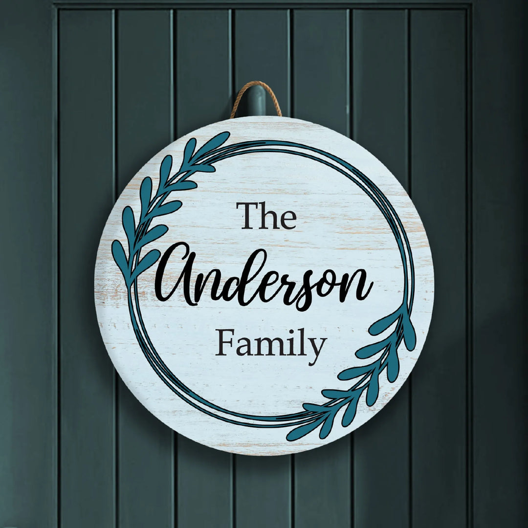 Blue Garland Personalized Front Door Decor - iCustomLabel