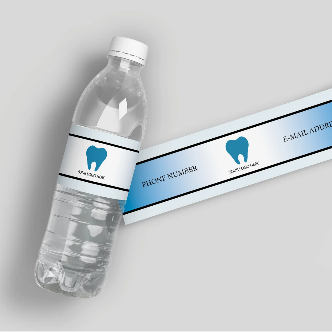 Blue Gradient Dentist Water Bottle Labels - iCustomLabel