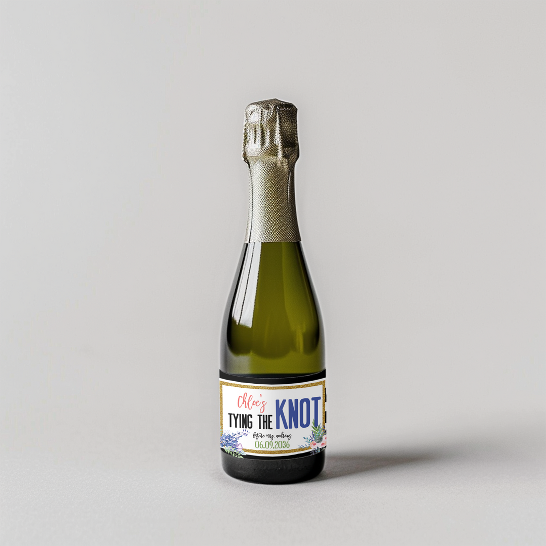 Blue Knot Bridal Shower Mini Champagne Split Label - iCustomLabel