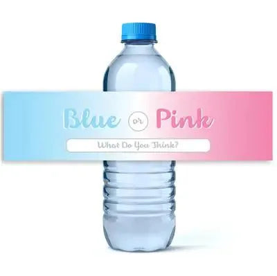 Blue or Pink Gender Reveal Water Bottle Labels - iCustomLabel