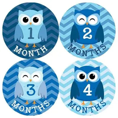Blue Owl Baby Month Stickers - iCustomLabel